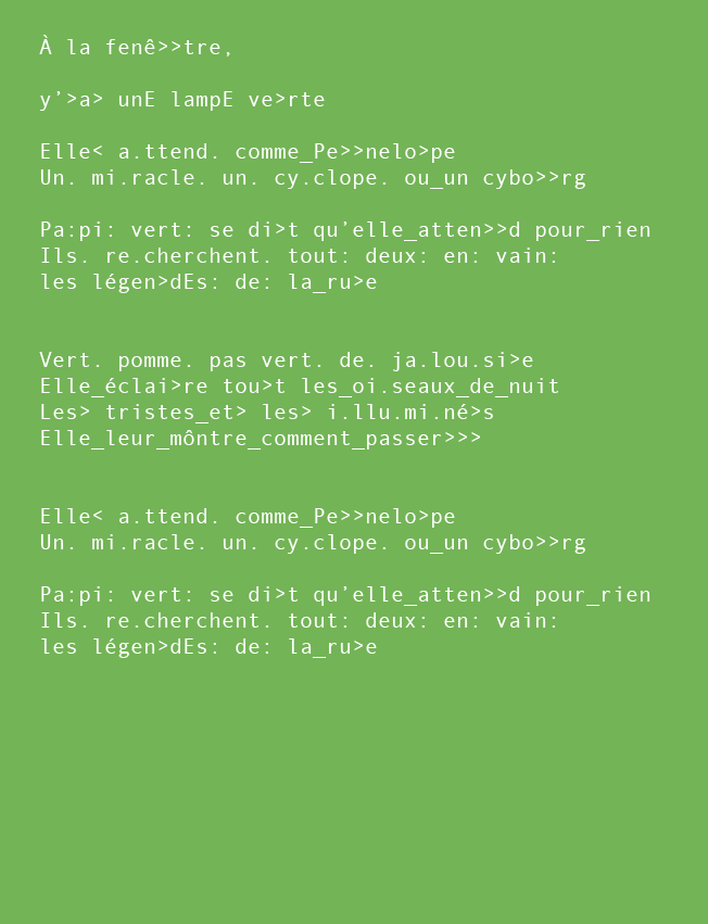 texte musique vert